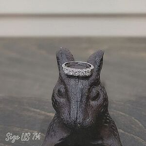 Vtg Avon five-stone clear rhinestone silver tone ring